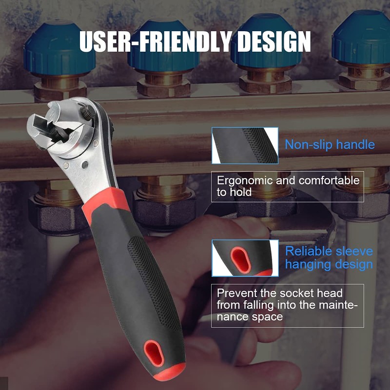 CMTOOL Adjustable Ratchet Wrench Kit for 6-22mm Screw, Portable Adjustable
