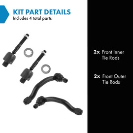 TRQ Front Tie Rod Set Compatible with 2008-2012 Honda Accord