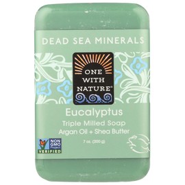 ONE WITH NATURE: Triple Milled Soap Bar Eucalyptus Argan Oil + Shea Butter, 7 oz (Pack of 2)