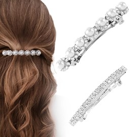 GXGM 2 Stück Strass Haarspangen, Silberne Hochzeits-Haarnadeln Kristallperle Haarspangen Blume Hochzeit Kopfbedeckung Kristall Blume Haarspange Haarschmuck Hochzeit für Bräut
