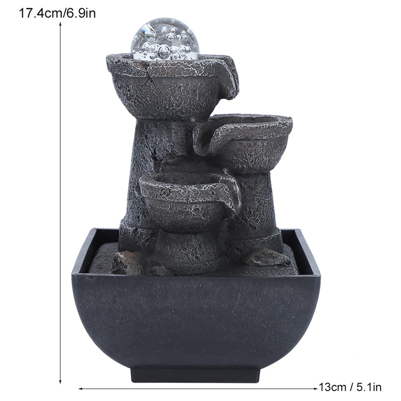 LED Illuminated Tabletop Waterfall Flowing Water Fountains with Ball for