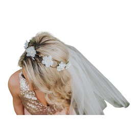 Flower Crown Veil - Bachelorette Veil - Braided - Off White