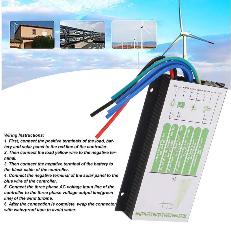 Wind Solar Hybrid Charge Controller 12V 24V Battery Auto PWM