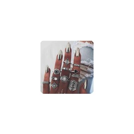 Aneneiceera Vintage Moonstone Rings Set Boho Silver Stackable Knuckle Rings Midi Finger Rings Retro Joint Rings Hand Rings Wedding Accessories for Women and Girls, Metal