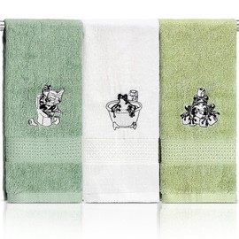 Breling 3 Pcs Frog Hand Towels for Bathroom, Frog Kitchen Hand Towels 13.3 x 29 Inch 100% Cotton Soft Embroidered Washroom Decoration for Animal Lover Restroom Decorative Gifts