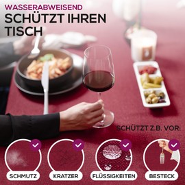 Elegant Tablecloth with Natural Linen Look, Lina Tablecloth and Table Runner, Choice of Size and Colour (Square 110 x 220 cm, Bordeaux)