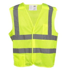 Cordova VB221PFR3XL Type R, Class II, Limited FR, 5-Point Breakaway Vest, Lime, One Outside Lower Pocket, One Inside Chest Pocket With Hook & Loop Closure, 2-Inch Silver Reflective Tape, 3X-Large