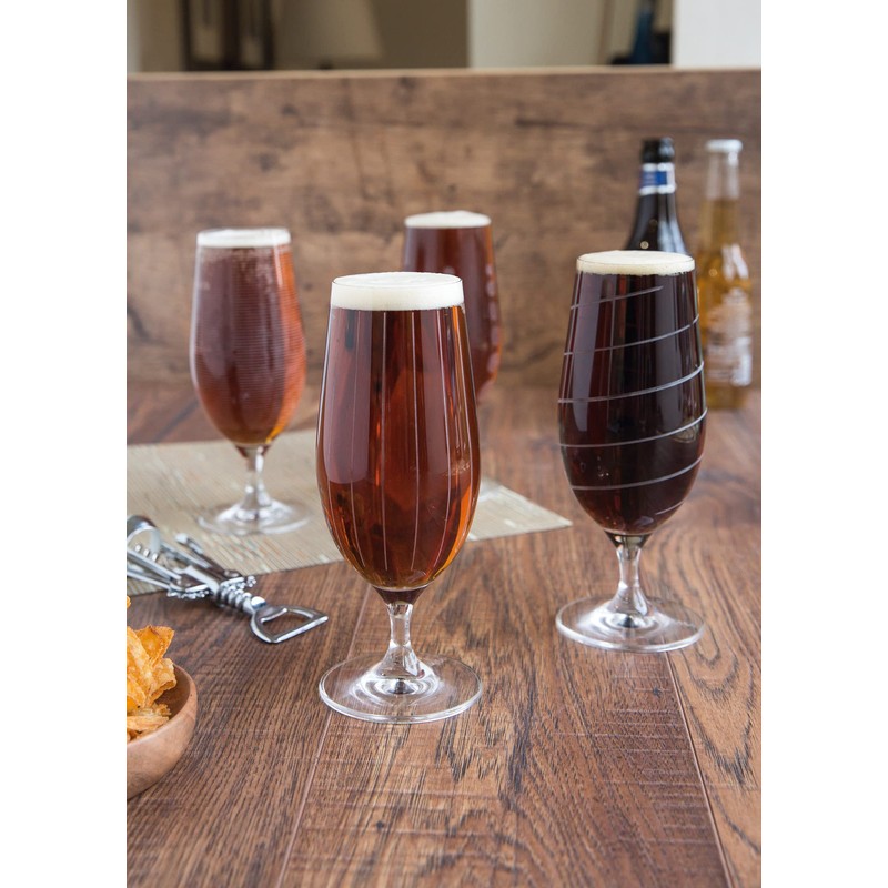 Mikasa 'Cheers' Beer Glasses/Craft Beer Glass Set with Decorative Etching,