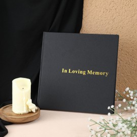 MotiMind Funeral Guest Book in Loving Memory Guestbook with 2 Markers 144 Pages 8.7 x 8.7" Black Memory Book Hardcover Guest Sign in Book for Funeral