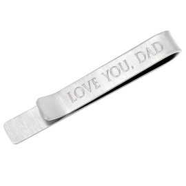 kilofly Men's Tie Clip Hidden Message "LOVE YOU, DAD" Silver Tie Bar