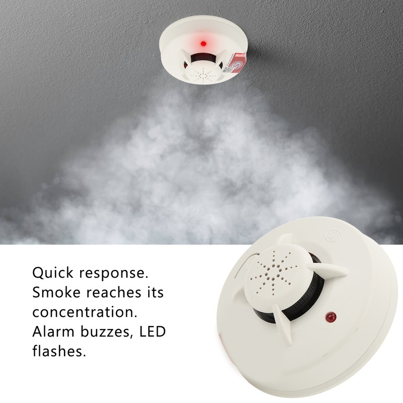 Smoke Alarm Battery Operated LED Indicator Quick Response Dustproof 360°