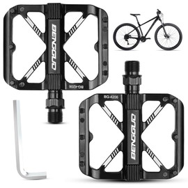 9/16 Inch Aluminium Bicycle Pedals, Bicycle Platform Pedals, Mountain Bike Pedals, Road Bike Flat Pedals, Bicycle Pedals with Sealed Bearing Allen Wrench, Wide Platform Pedal for E-Bike