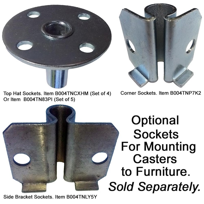 Corner Bracket Socket for 7/16-inch Caster Stem. Set of Four