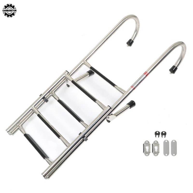 home-garden-fix 2+3 Steps Stainless Steel Folding Ladder Telescoping 400 lb.For
