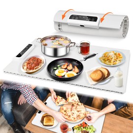 Food Warming Mat, Electric Warming Trays for Buffets Party,Heating Pads Food Warmer Mats for Countertop, Full Surface Heating, Silicone Heating Tray Roll Up, 3 Temperatures, Auto Shut Off