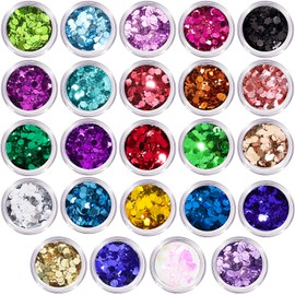 LEOBRO Chunky Glitter, 24 Colors Glitter for Crafts, Resin, Nail Body Face Hair Makeup, DIY Party Decorations, Solid Color