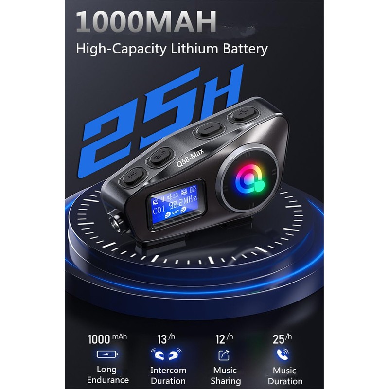 OBEST Motorcycle Intercom 500M Bluetooth Intercom Support Audio FM/CF/Siri Card