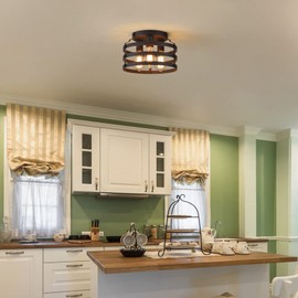 SiyLieu 3-Light Industrial Semi Flush Mount Ceiling Light,Black Finish 12.2 Inch,Farmhouse Ceiling Light Fixtures for Kitchen Bedroom Dining Room Living Room Foyer Entryway Hallway Laundry