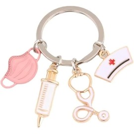 xutao Medical Instrument Keyring Stethoscope Syringe Face Mask Keyring Nurse Keyring Gift Holder Souvenir Medical Gift Recognition, multicoloured