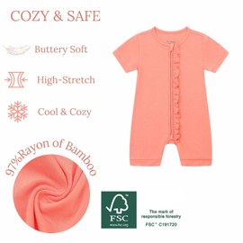 JunNeng Baby Girl 2 Pack Rayon of Bamboo Romper Sleeper Infant Soft Short Sleeve Jumpsuit Zipper Footless One-piece Coverall Z Pink+Yellow 3-6 Months
