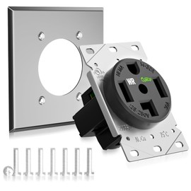 Yomiuwo Nema 14-30 Outlet Designed Specifically for EV Charging,Weather Resistant 3-Pole 4-Wire Grounding,14-30 EV 30A 125/250V Heavy-Duty Receptacle Outlet Metal Wall Plate Included,UL Listed