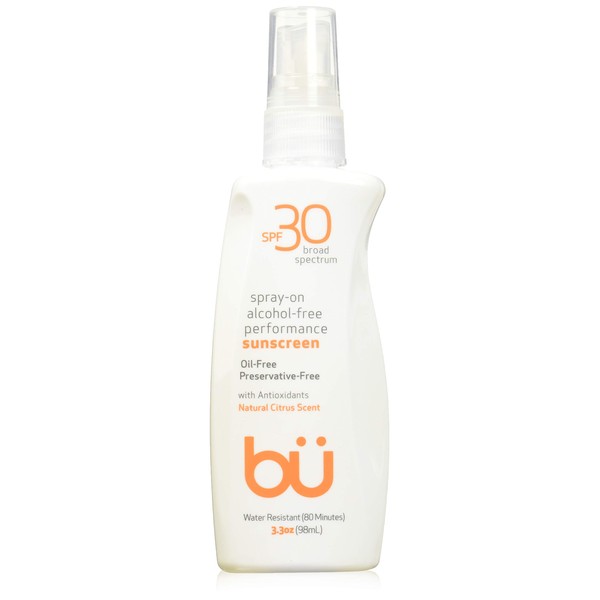 Bu SPF 30 Ultrafine WOWmist Sunscreen Spray - Clear, Non Greasy, Non Toxic, Non Comedogenic. Sweat & Water-Resistant. Travel, Sport, Sensitive Skin (Natural Citrus, 3.3 oz)