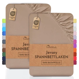 NatureMark Jersey Fitted Sheet, 100% Cotton, Pack of 2, Brand Quality, Oeko-Tex Standard 100, Assorted Colours and Sizes