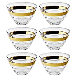 Barski - European Glass - Small Fruit/Nut/Dessert Bowl - With Gold Band - 5.5" Diameter - Set of 6 - Made in Europe