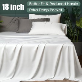 HYPREST Extra Deep Pocket King Sheets-100% Eucalyptus Tencel Sheets King Soft White - Luxury Premium Lyocell Cooling Sheets King 18 inch Deep No Slip