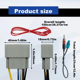 Radio Wiring Harness Antenna Adapter Connector Compatible with 2006-2016 Dodge, 2008-2016 Jeep, 2004-2016 Chrysler Modles Car Stereo CD Player Wire Cable Plugwith Antenna Adapter Connector