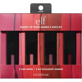 e.l.f. Glossy Lip Stain Shades 4 Days Kit, Long-Lasting Lip Stains For A Sheer Pop Of Colour & Subtle Gloss Finish, Vegan & Cruelty-Free, 4 Shades