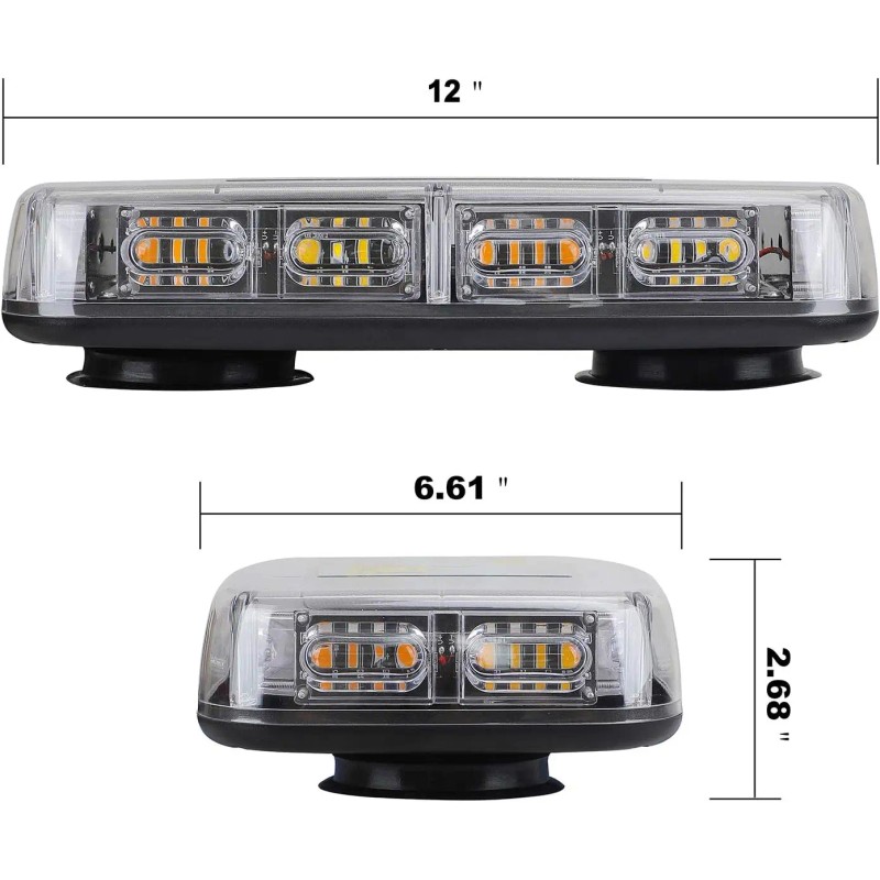48-LED High Visibility Emergency Safety Warning Light Bar for Roof