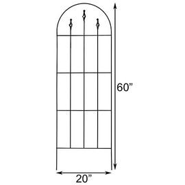 BestNest Gardman Finial Trellises, Black, 60" H – Pack of 3 Decorative Metal Trellises with Arched Tops and Finials, Plant Supports for Climbing Vines and Garden Décor