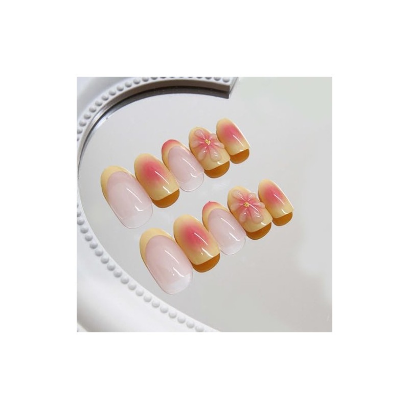 ONPRESS 24 Uñas Postizas De Verano, Cortas, Almendradas, Con Diseño