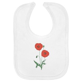 Azeeda 'Poppies with buds and foliage ' Soft Cotton Baby Bib (BI00052864)