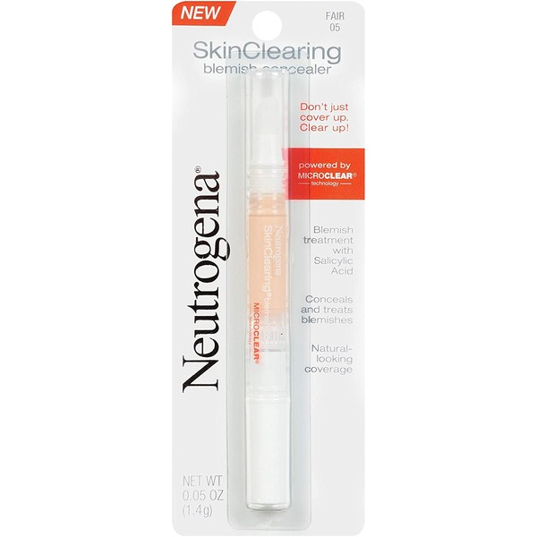 Neutrogena SkinClearing Blemish Concealer Face Makeup with Salicylic Acid Acne Medicine, Non-Comedogenic and Oil-Free Concealer Helps Cover, Treat & Prevent Breakouts, Fair 05,.05 oz