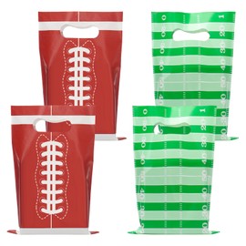 100 PCS Superbowl Party Decorations Football Gift Bags Plastic Football Goodie Goody Treat Snack Candy Bags Football Favor Bags Football Party Bags for Sport Theme Birthday Party Supplies