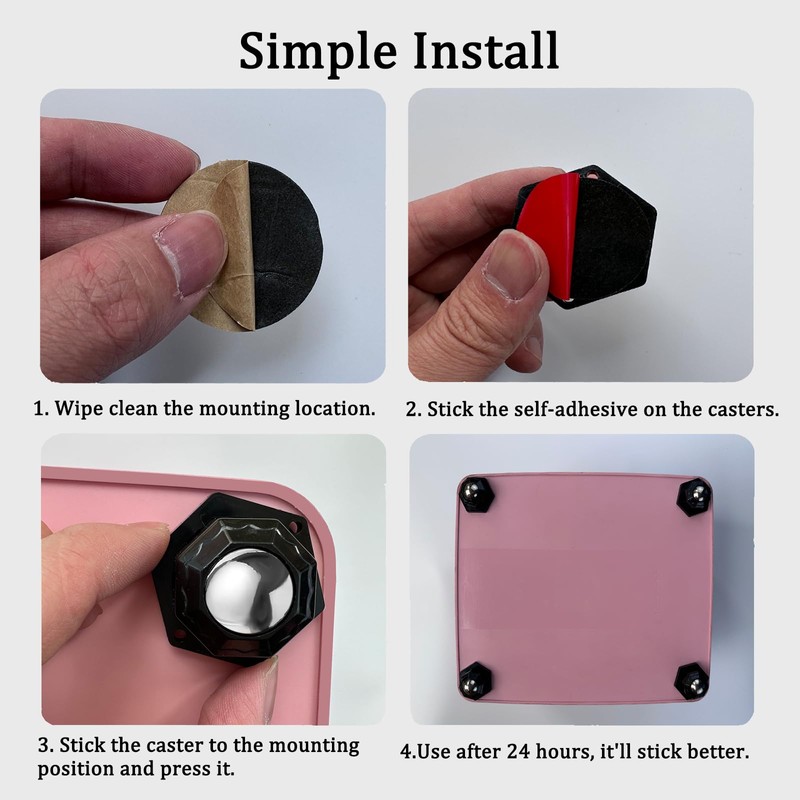 Self Adhesive Caster Wheels for Small Furniture, 360°Rotation Mini Caster