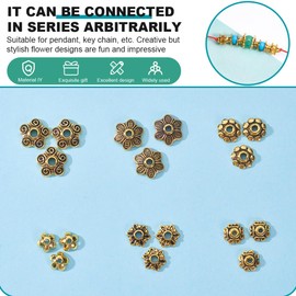 OHPHCALL Vintage Alloy Flower Bead Caps 180 Piece DIY Jewelry Making Kit for Bracelets and Necklaces for Crafting Accessories and Custom Designs