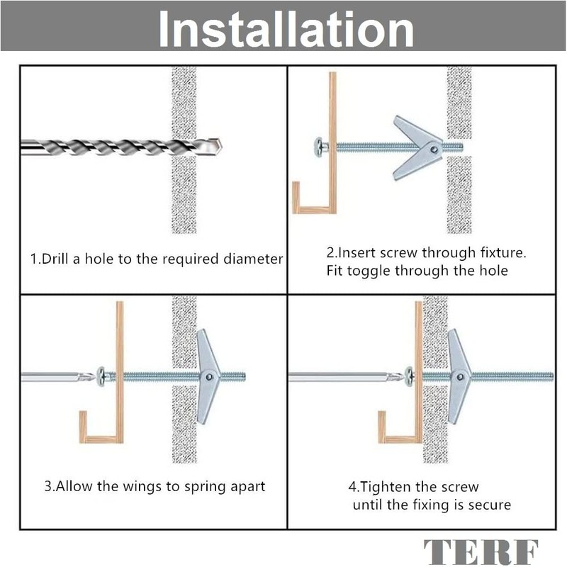 TERF® M5 X 50mm Wing Spring Toggle Bolt With Machine