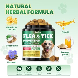 Flea and Tick Prevention for Dogs, 200 Natural Soft Chewables Flea and Tick Support with Vitamins & Fish Oil, Oral Flea Chews Supplement for Dogs -All Breeds, Puppy to Senior Dog, Chicken Flavor