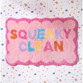 OHS Bath Mat For Bathroom Squeaky Clean Tufted Texture, Non Slip Bath Mat Super Soft Absorbent Quick Dry Bathroom Rug Machine Washable Floor Mat, Pink - 45x75cm