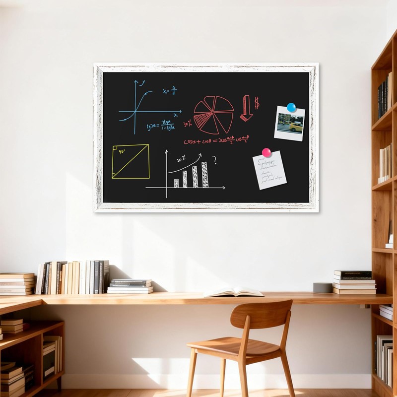 Chalk Board 36x24 Rustic Wood Framed Magnetic Blackboard for Wall