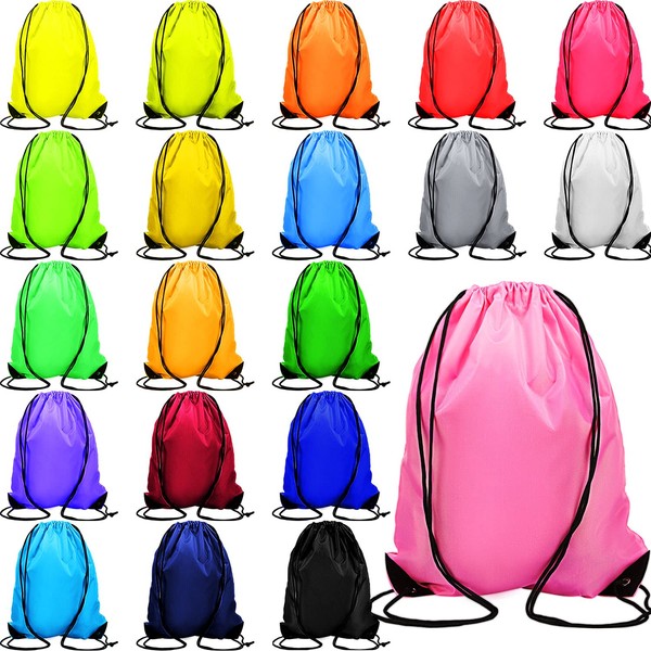 80 Pack Drawstring Backpack Bulk Drawstring Bags With 20 Colors Waterproof Draw String Bags Pack DIY Available Cinch Bag for Kids Adult Group Hiking Yoga Gym Swimming Travel Beach