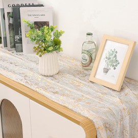 LOMOHOO 2PCS Gold Table Runner 70x300cm Glitter Table Runners For Dining Table, Gold Foil Table Runner For Wedding Christmas Baby Shower Valentines Party Birthday Table Decorations Centrepiece