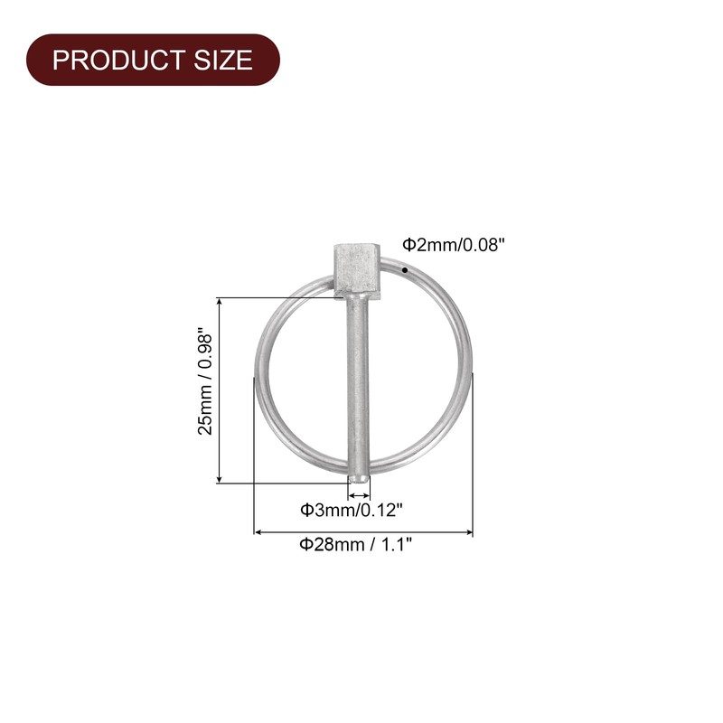 uxcell 4Pcs 1/8" x 1" Linch Pin with Ring, Stainless