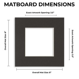 8x8 Mat Bevel Cut for 4x4 Photos - Precut White Linen Canvas Square Shaped Photo Mat Board Opening - Acid Free Matte to Protect Your Pictures - Bevel Cut for Family Photos, Pack of 1 Matboard