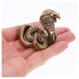 WSDMAVIS 2Pcs Elegant Brass Snake Statue Unique Chinese Zodiac Figurines Exquisite Snake Sculptures for Home Office Decor