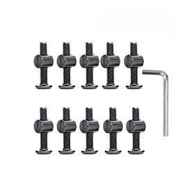 cSeao 10-Pack M6 25mm Black Hex Drive Socket Cap Screws Barrel Dowel Nuts Set for Furniture Crib Chairs (10-Pack M6x25mm)