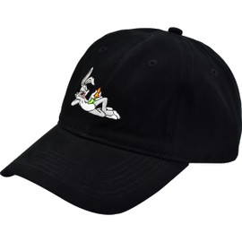 Concept One Looney Tunes Dad Hat, Bugs Bunny Adult Cotton Baseball Cap with Curved Brim, Black, One Size